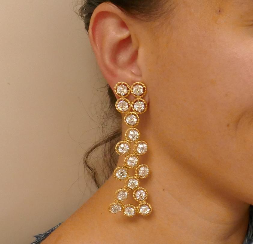Vintage David Webb Diamond 18k Yellow Gold Earrings 30cts Estate Jewelry 2