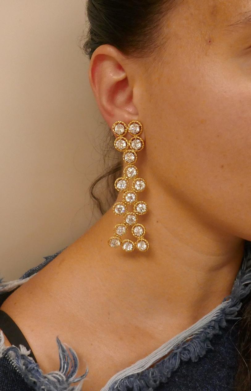 Vintage David Webb Diamond 18k Yellow Gold Earrings 30cts Estate Jewelry 3