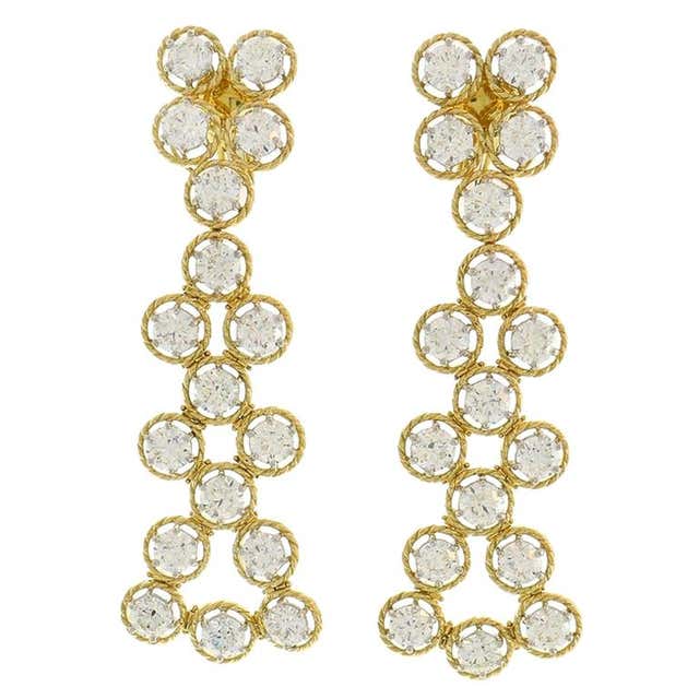 Aldo Cipullo Rock Crystal Yellow Gold Earrings For Sale at 1stDibs