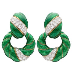 Pendientes vintage David Webb de diamantes y esmalte Dooknocker