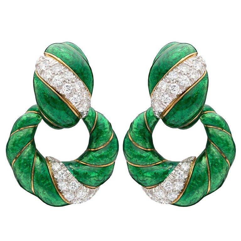 Vintage David Webb Diamond And Enamel Dooknocker Earrings For Sale At 1stdibs Find vintage david webb jewelry in the eiseman estate jewelry collection. 1stdibs