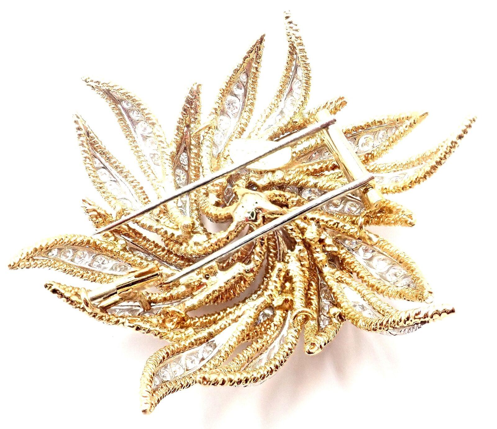 Women's or Men's Vintage David Webb Diamond Yellow Gold and Platinum Large Pin Brooch