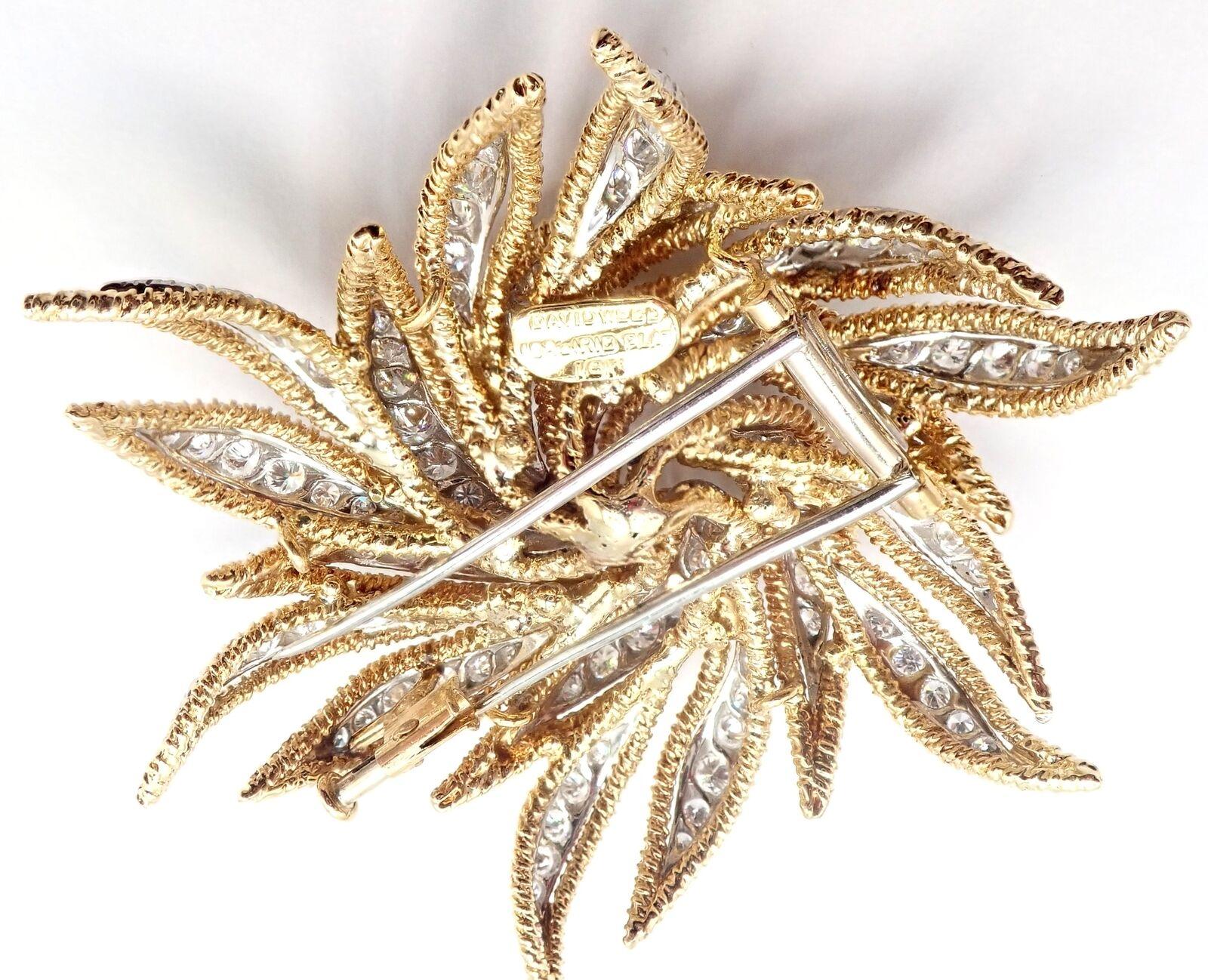 Vintage David Webb Diamond Yellow Gold and Platinum Large Pin Brooch 3