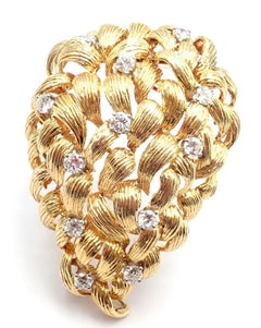 Vintage David Webb Diamond Yellow Gold Large Pin Brooch