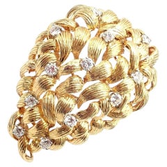 Grande broche vintage David Webb en or jaune sertie de diamants