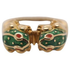 Vintage David Webb Double Frog Ring in 18K Yellow Gold