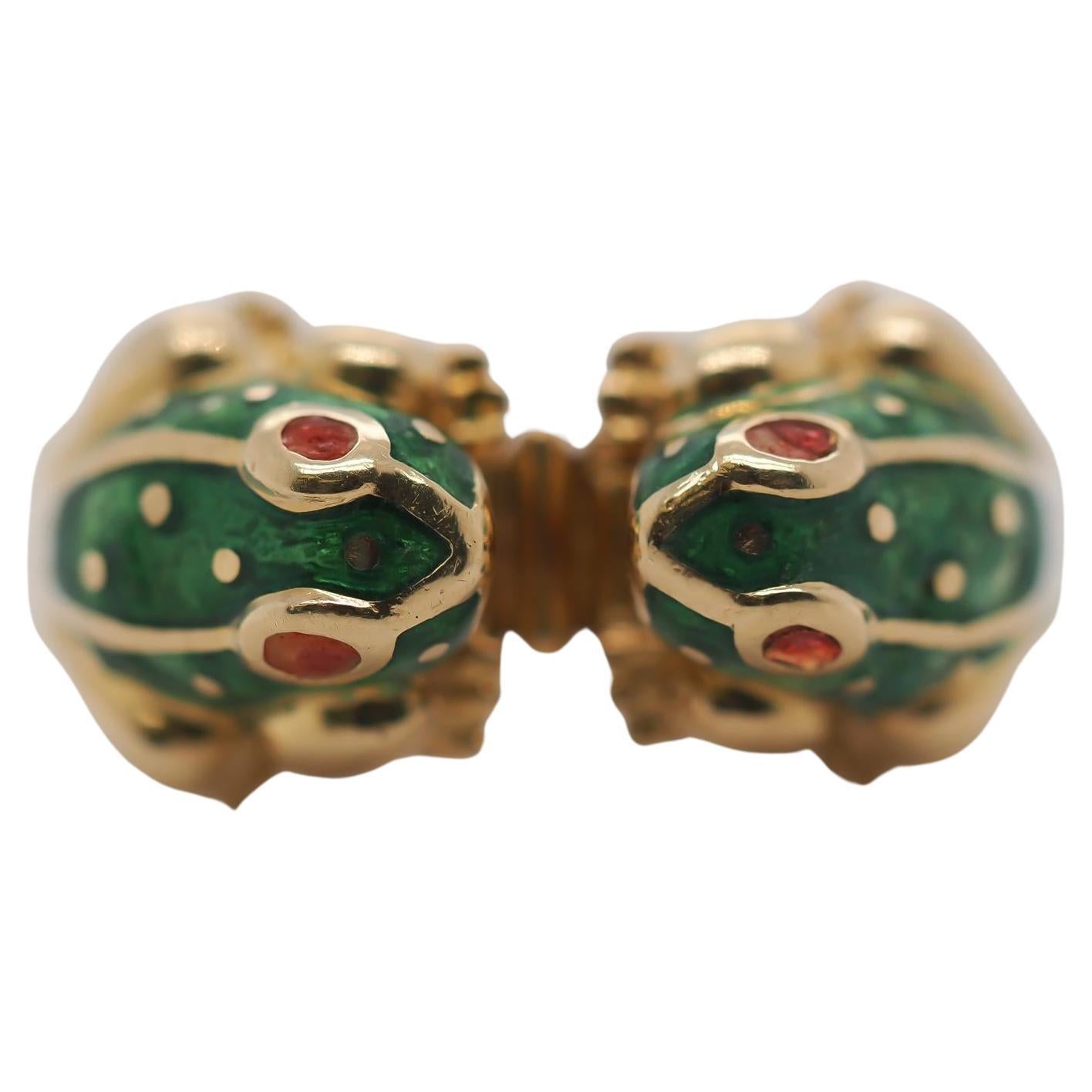 Vintage David Webb Double Frog Ring in 18K Yellow Gold