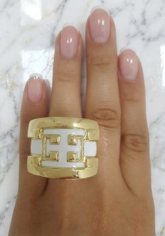 Vintage David Webb Enamel 18K Yellow Gold Statement Ring