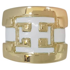 Vintage David Webb Enamel 18K Yellow Gold Statement Ring