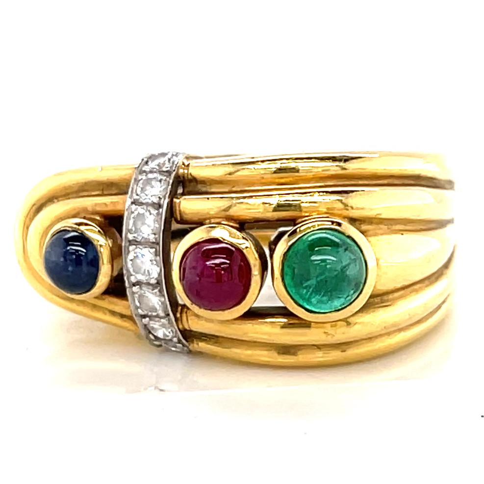 Vintage David Webb Gemstone 18 Karat Gold Ring In Excellent Condition In Beverly Hills, CA