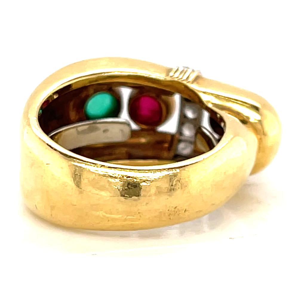 Women's or Men's Vintage David Webb Gemstone 18 Karat Gold Ring