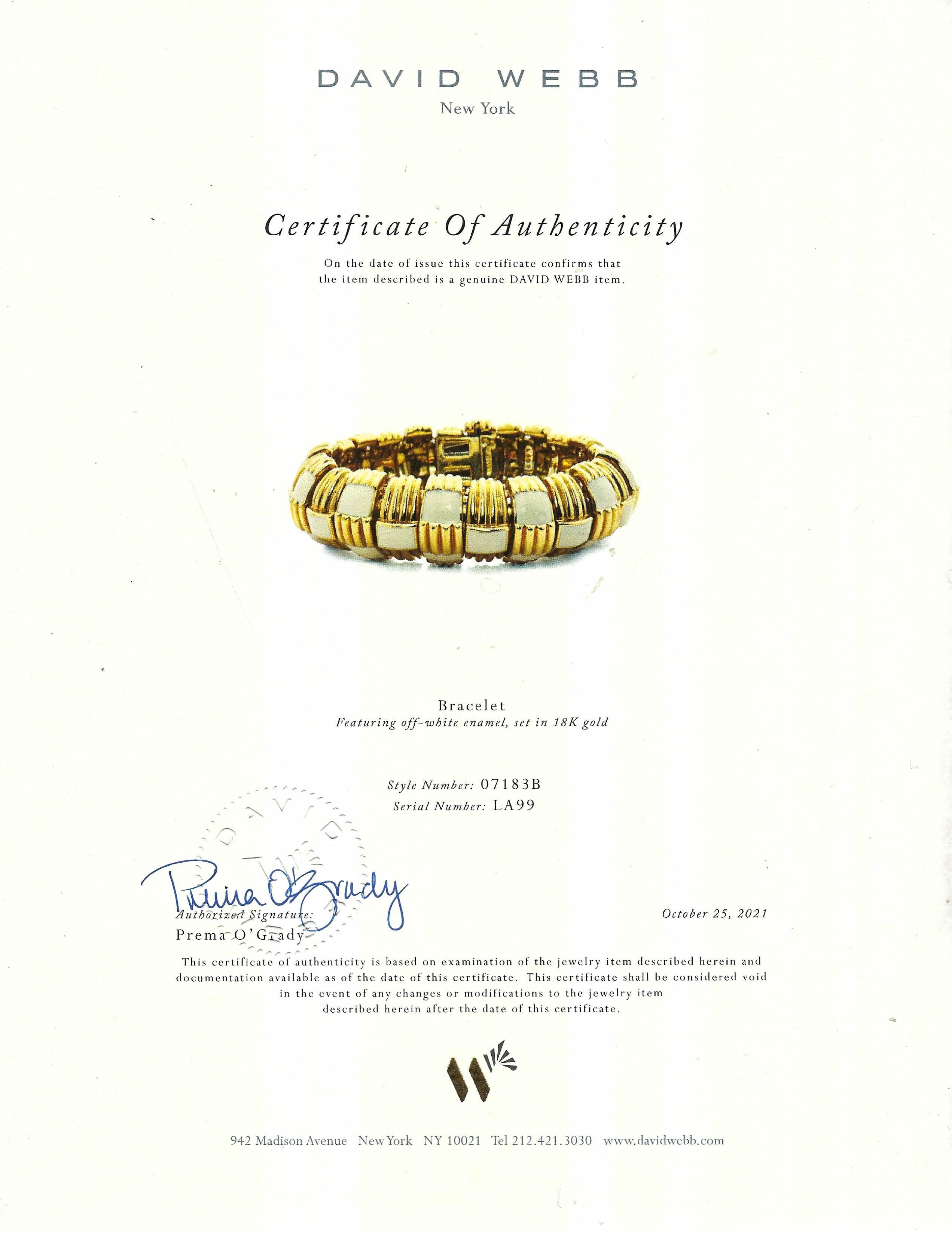 Vintage David Webb Gold-Armband Weiß Emaille Estate Jewelry im Zustand „Gut“ im Angebot in Beverly Hills, CA