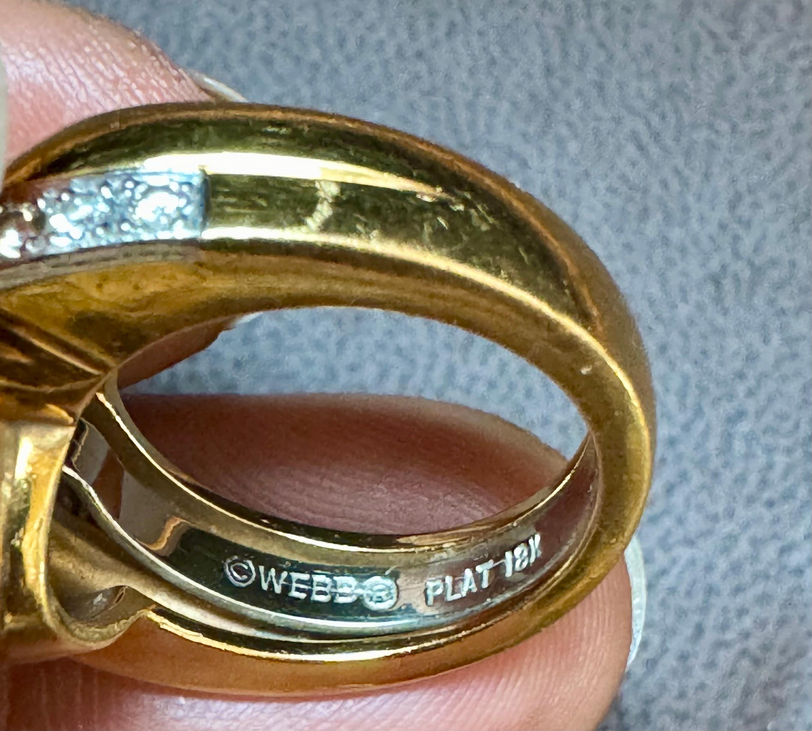 Oval Cut Vintage David Webb Hammered 18K Gold Bubble Ring Ruby Sapphire Emerald  Diamond