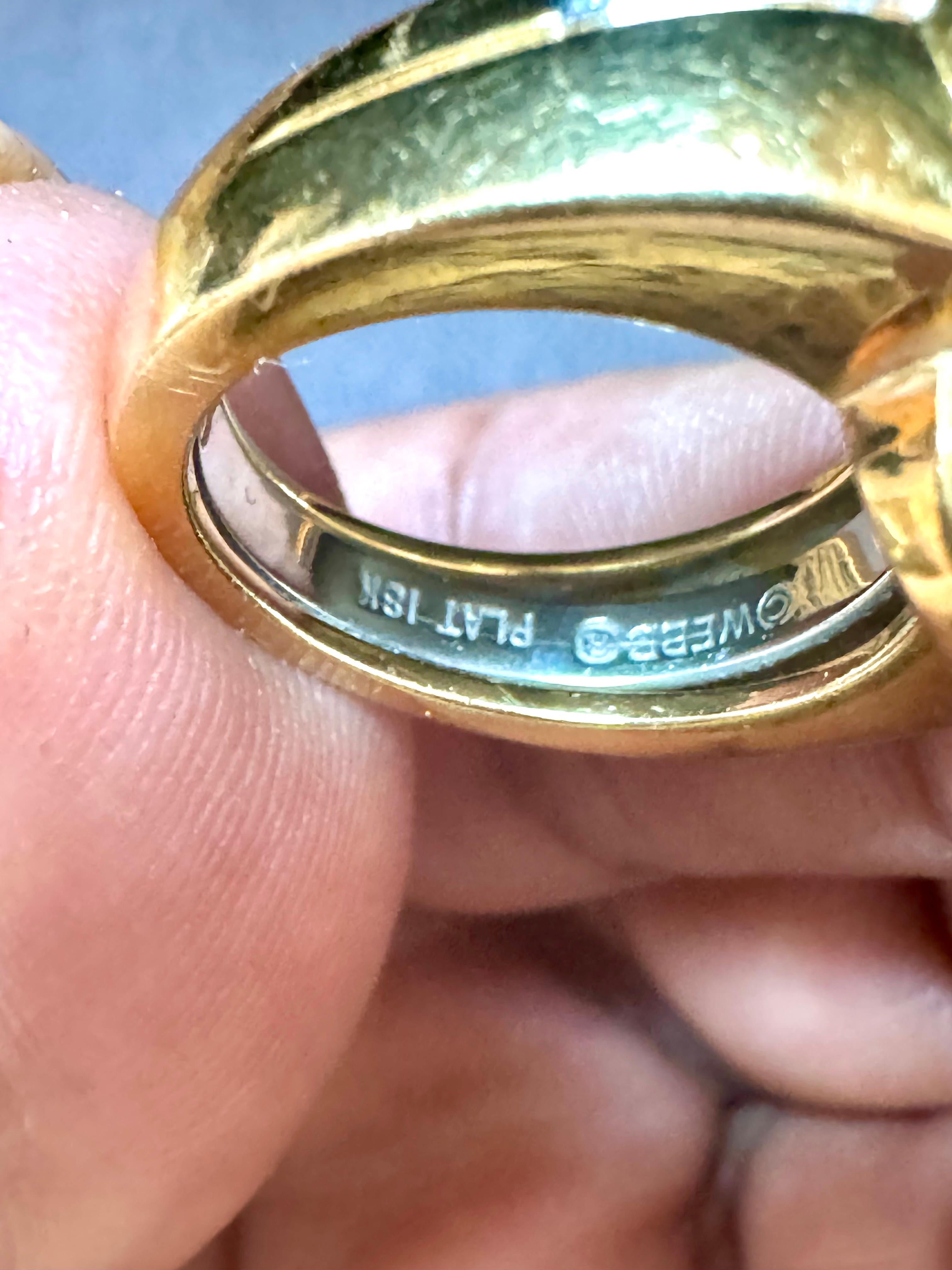 Vintage David Webb Hammered 18K Gold Bubble Ring Ruby Sapphire Emerald  Diamond In Excellent Condition In New York, NY