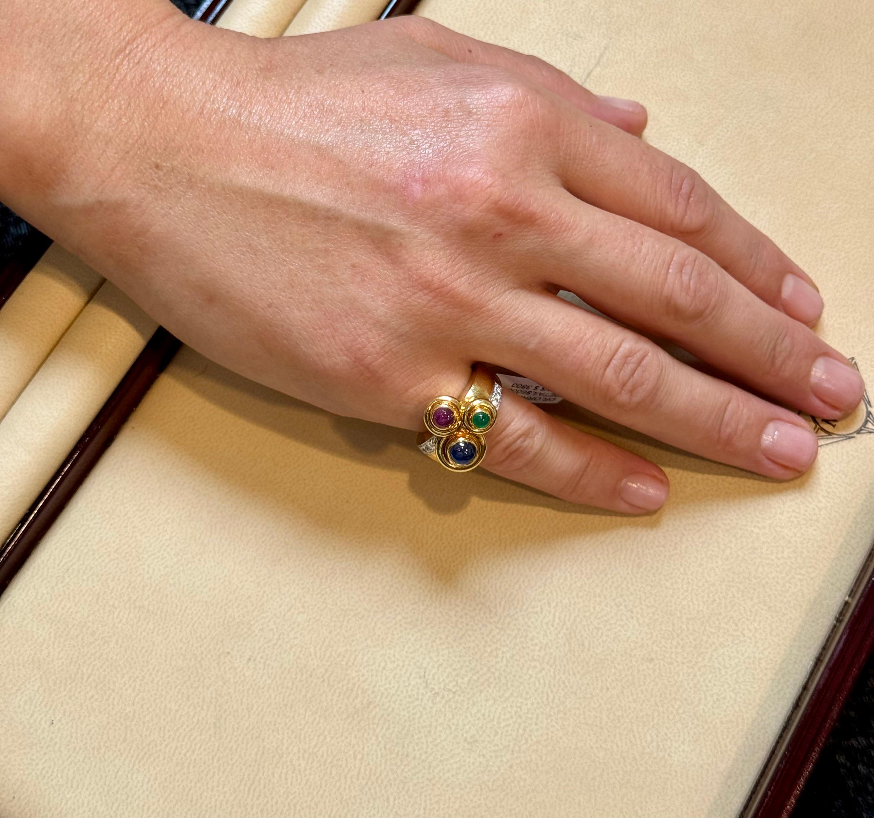 Vintage David Webb Hammered 18K Gold Bubble Ring Ruby Sapphire Emerald  Diamond 4