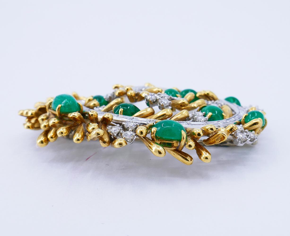 Women's Vintage David Webb Pin Brooch Pendant 18k Gold Gems Estate Jewelry For Sale