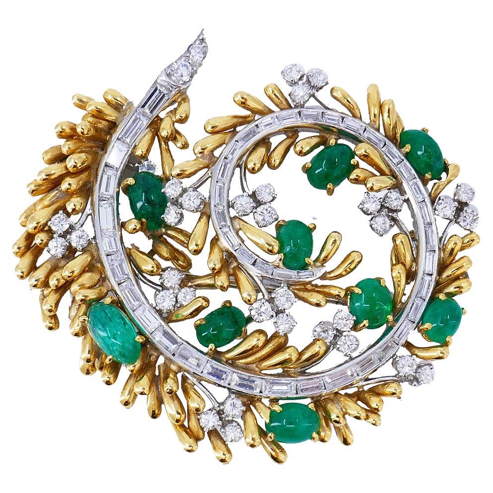 Vintage David Webb Pin Brooch Pendant 18k Gold Gems Estate Jewelry