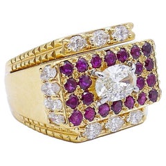 Vintage David Webb Ring 18k Gold Diamond Ruby Estate Jewelry