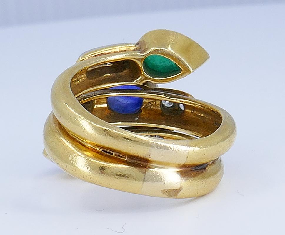 Mixed Cut Vintage David Webb Ring 18k Gold Gemstone Estate Jewelry