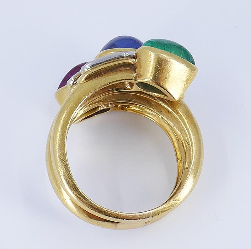 Vintage David Webb Ring 18k Gold Gemstone Estate Jewelry In Good Condition In Beverly Hills, CA