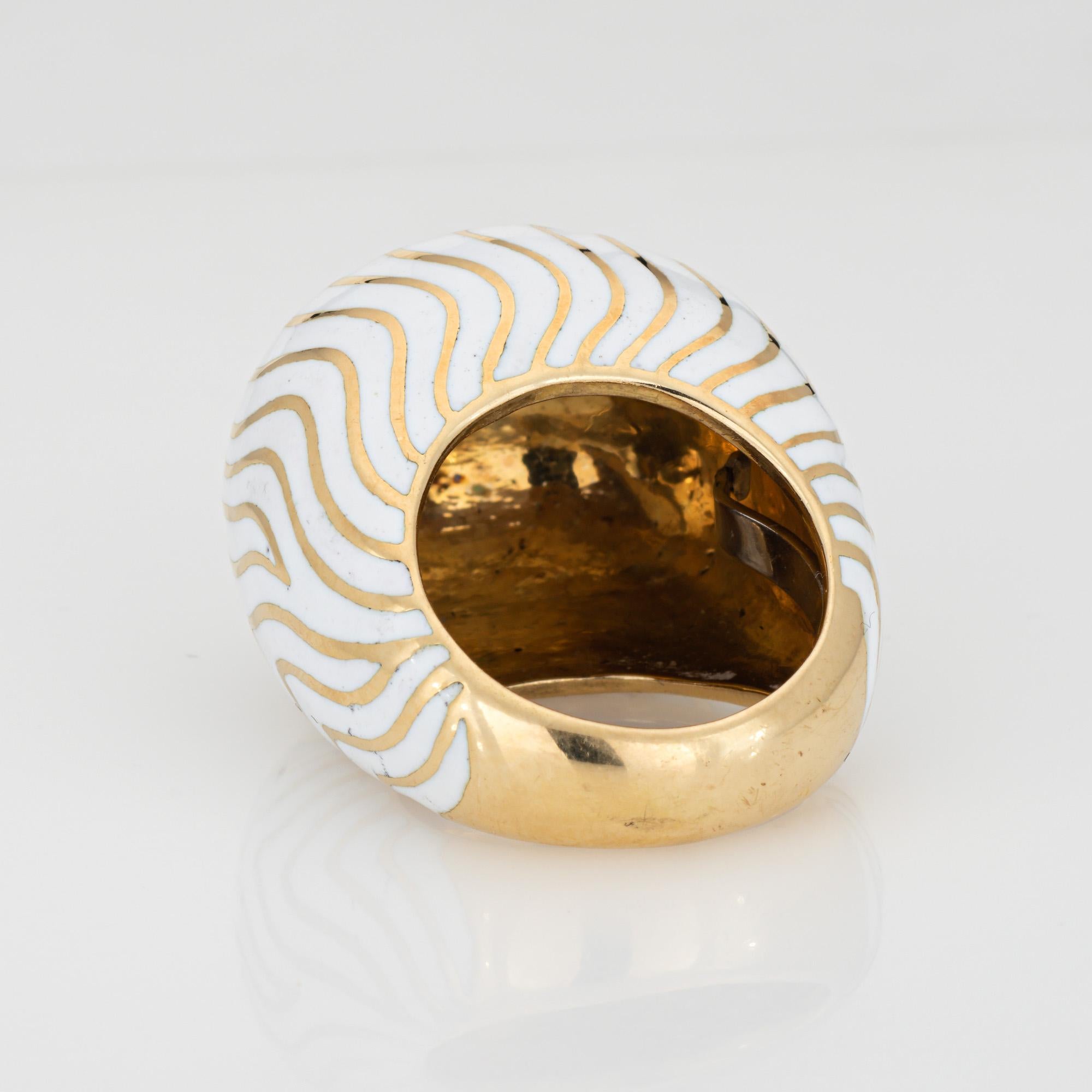 Women's Vintage David Webb Ring White Enamel Bombe Dome Sz 6 Estate Fine Jewelry For Sale