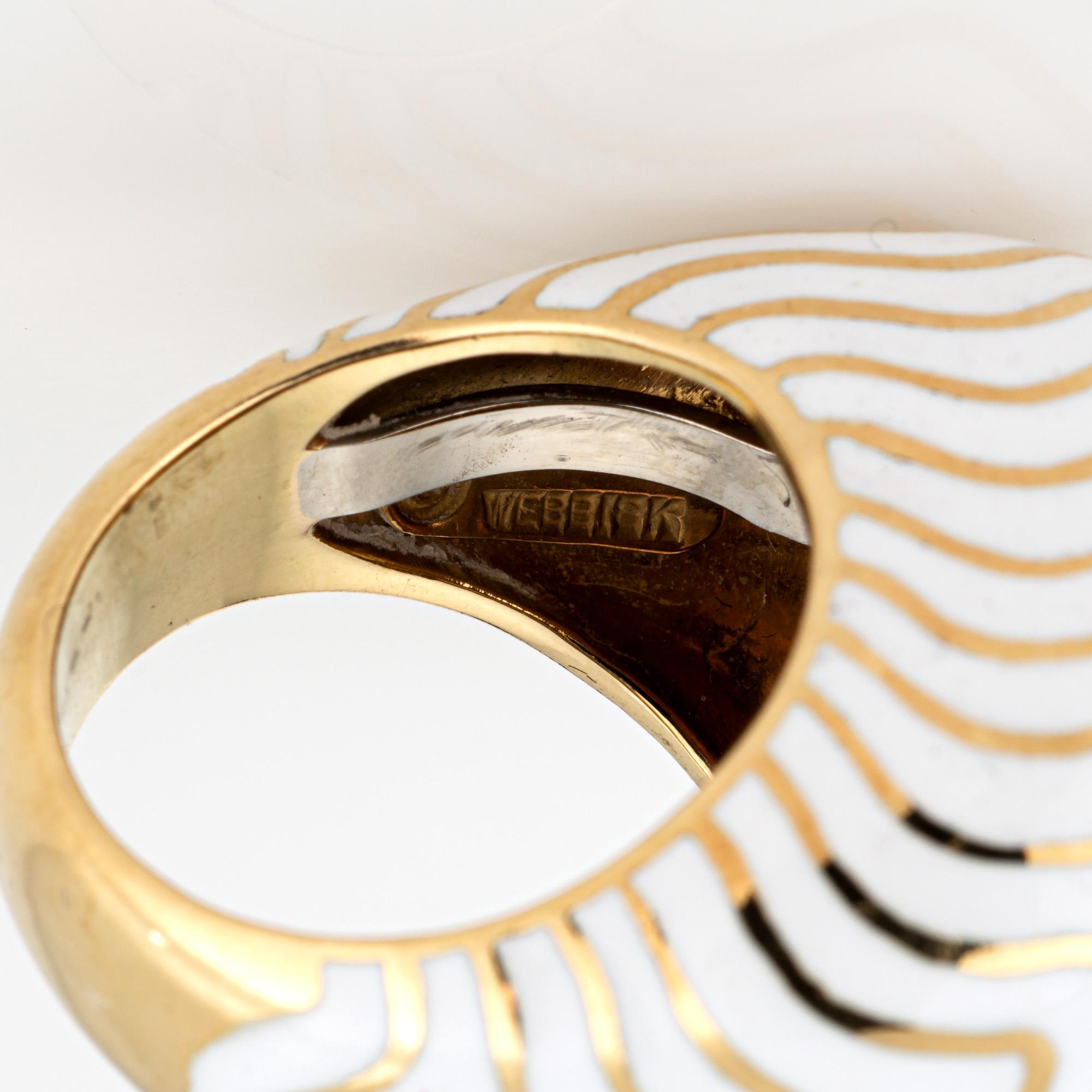 Vintage David Webb Ring White Enamel Bombe Dome Sz 6 Estate Fine Jewelry For Sale 2