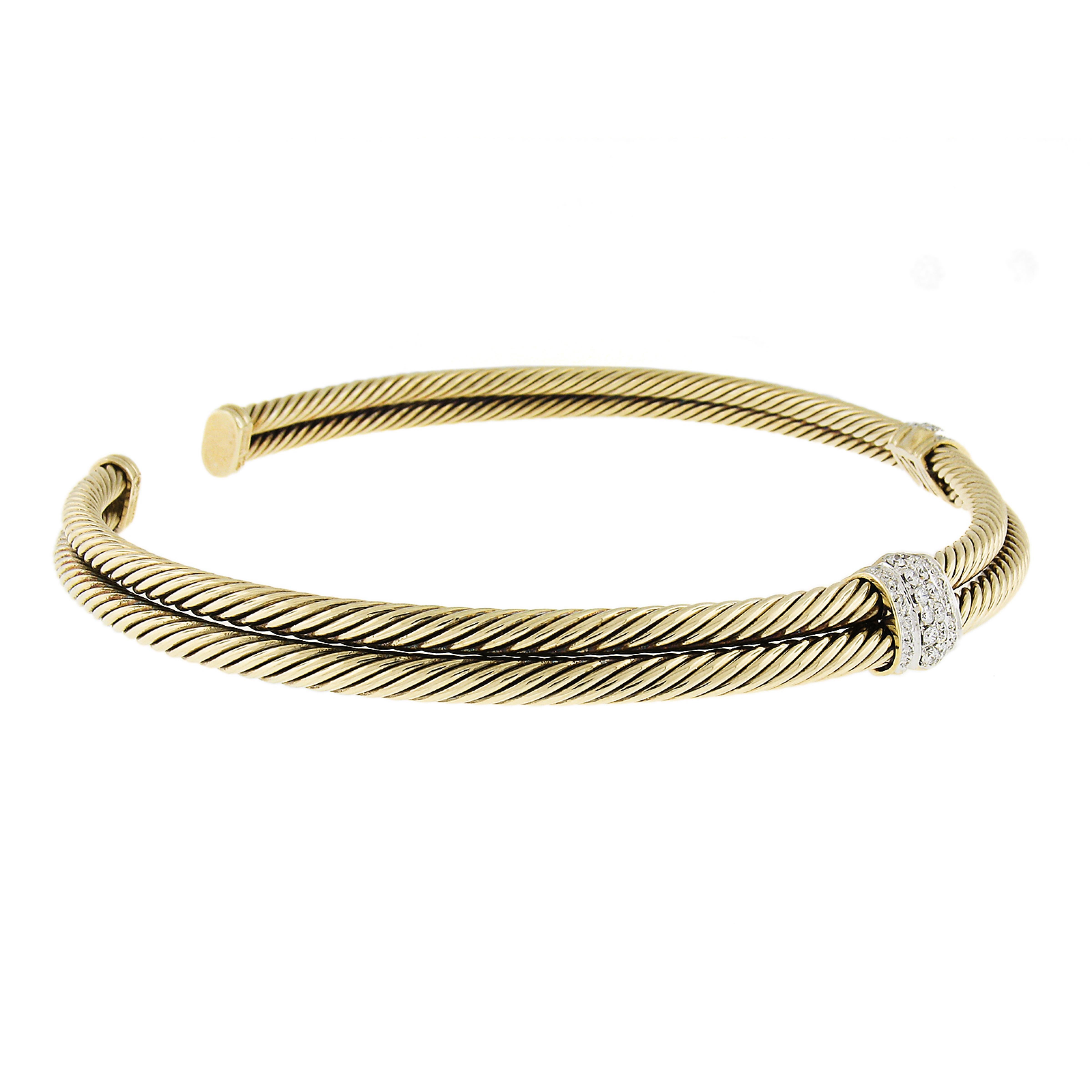 Donna David Yurman, collana d'epoca in oro 14k con diamanti a 2 sezioni e doppio giro di colletto in vendita