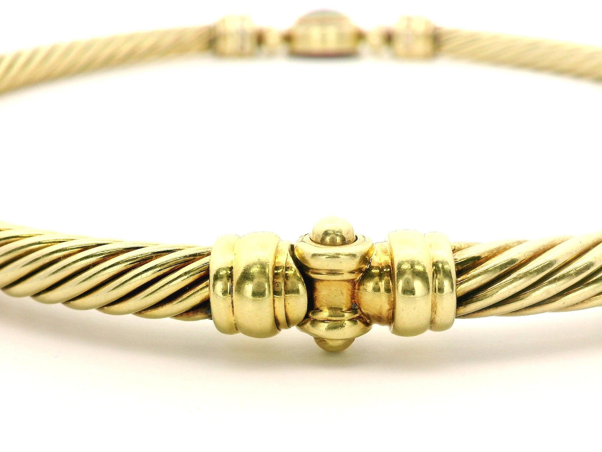 David Yurman 14k Gelbgold Kissenschliff Granat Diamant Kabel-Gliederhalskette, Vintage im Angebot 8