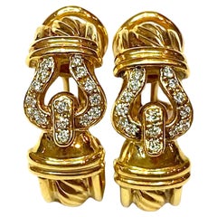 David Yurman 18 Karat Diamant-Ohrringe mit Kabelschnalle