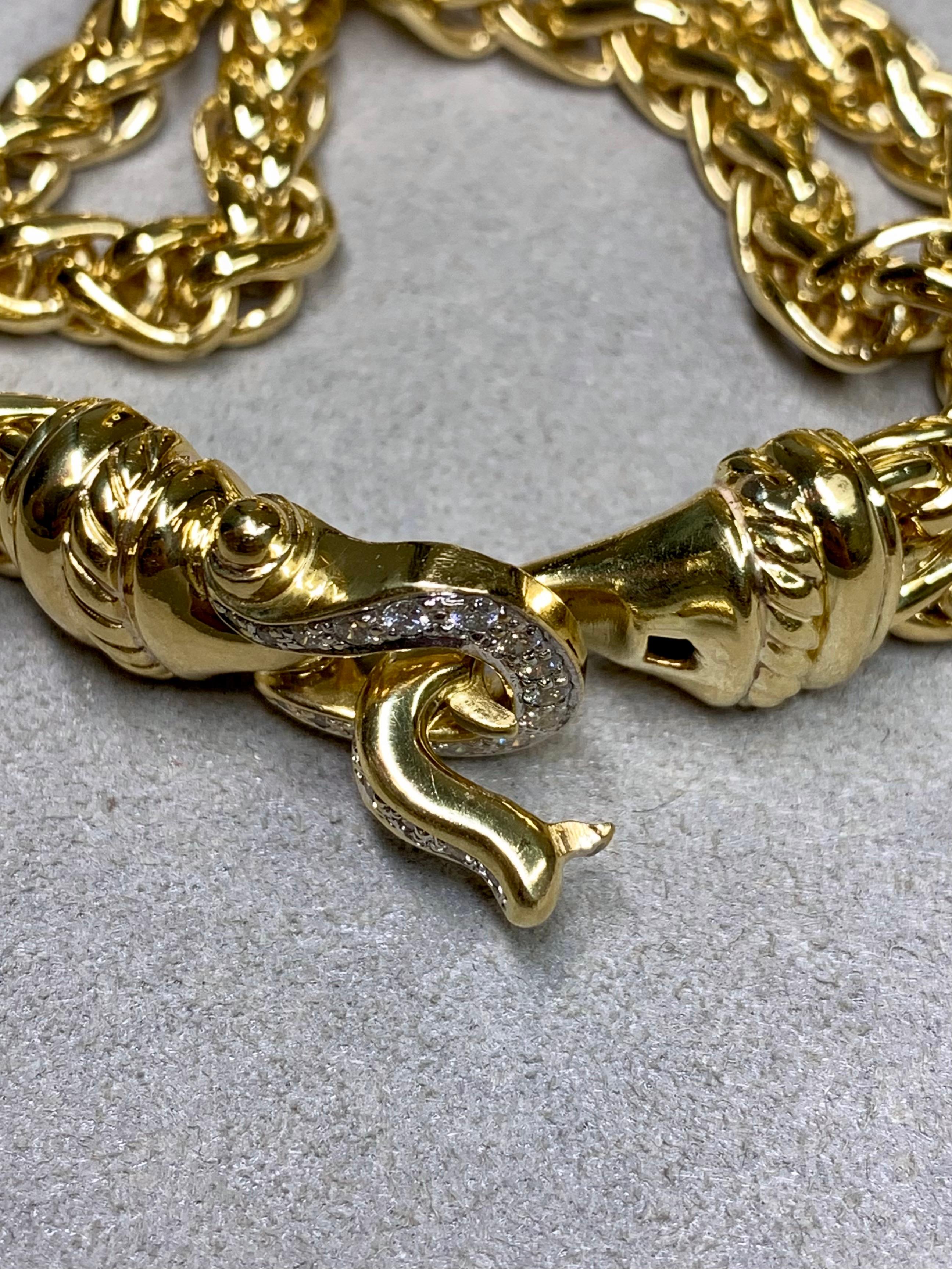 David Yurman - Bracciale doppio grano in oro 18 carati con chiusura a diamante 7,25