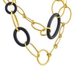 Vintage David Yurman 18k gold onyx mobile link necklace