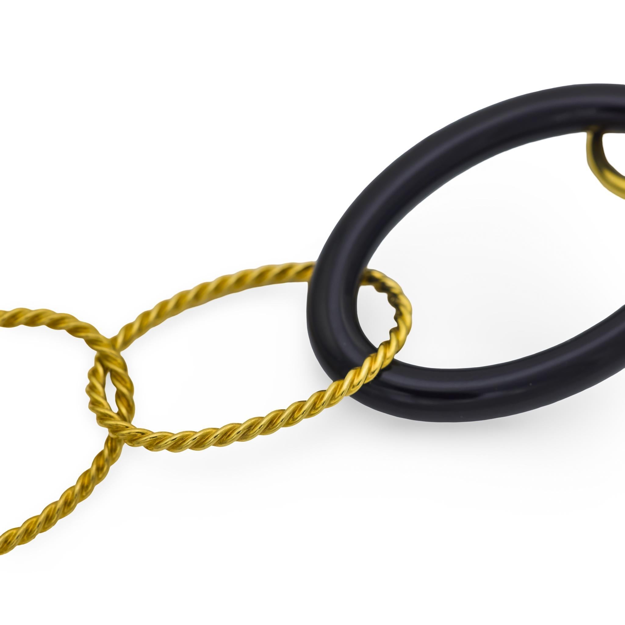 Vintage David Yurman 18k Gold Onyx mobile Link Halskette (Zeitgenössisch) im Angebot