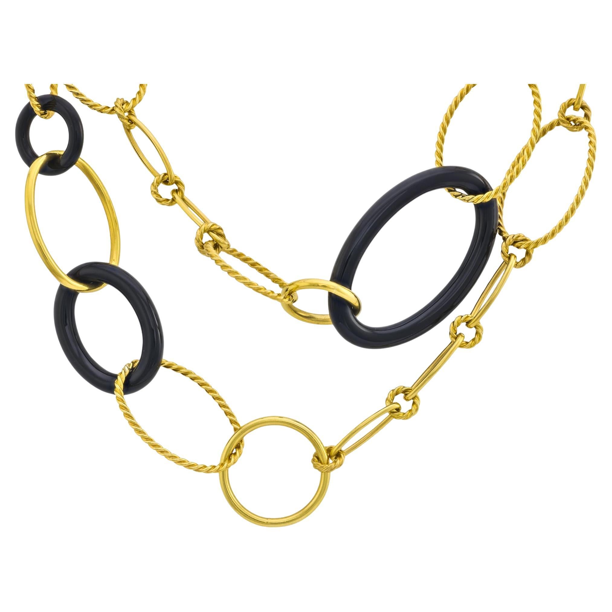 Vintage David Yurman 18k Gold Onyx mobile Link Halskette