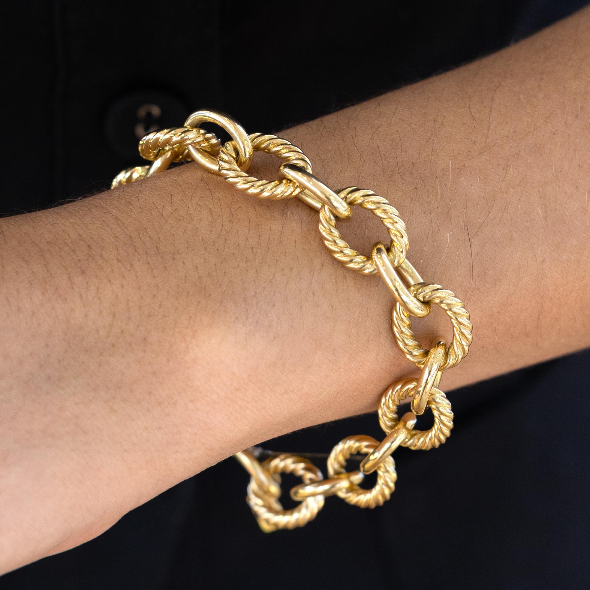 Vintage David Yurman 18k Gold Oval Link Unisex-Armband im Zustand „Hervorragend“ im Angebot in Santa Barbara, CA