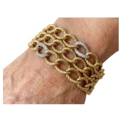 Vintage David Yurman 18K Yellow Gold Diamond Station Bracelet