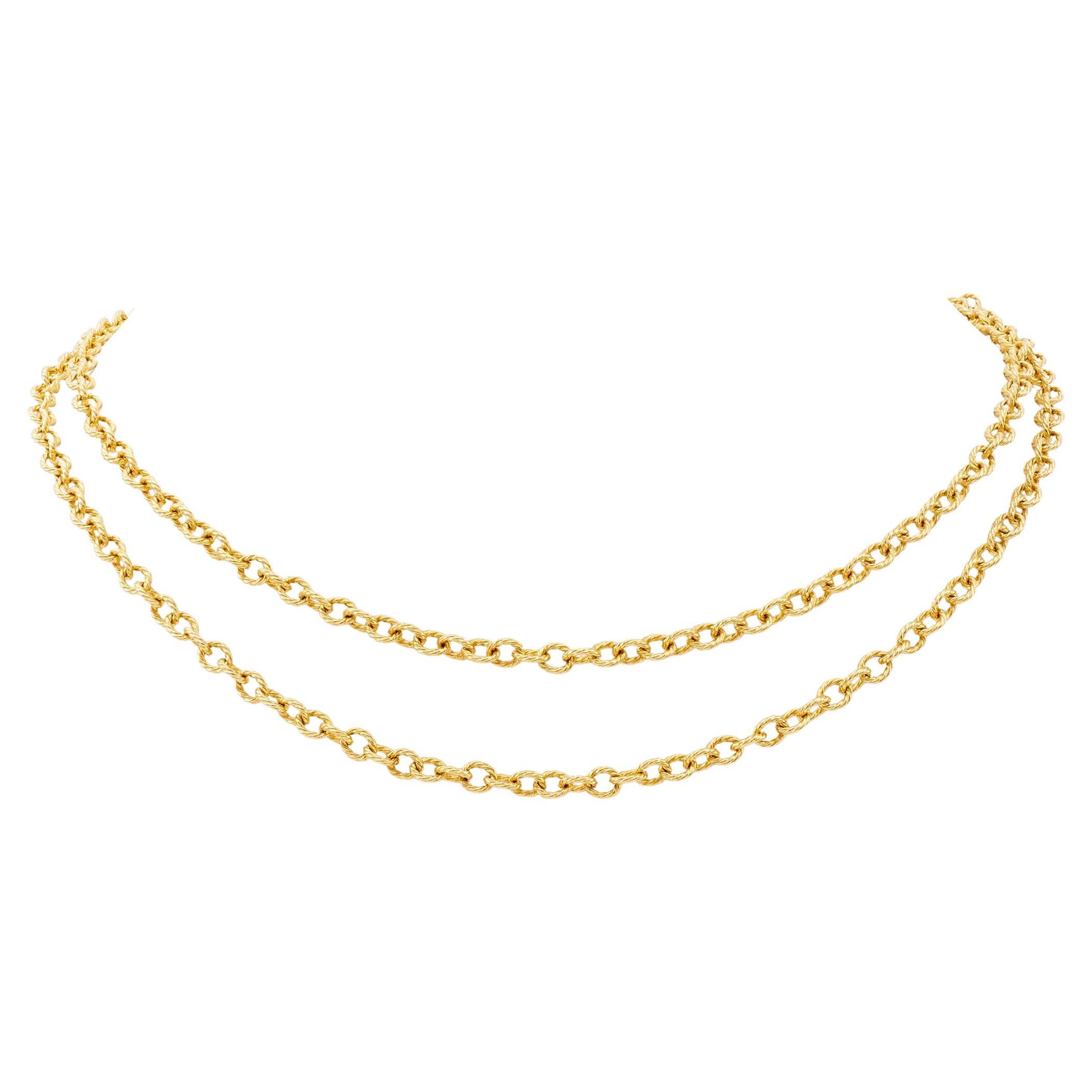 Vintage David Yurman 18k Yellow Gold Double Strand Chain Necklace For