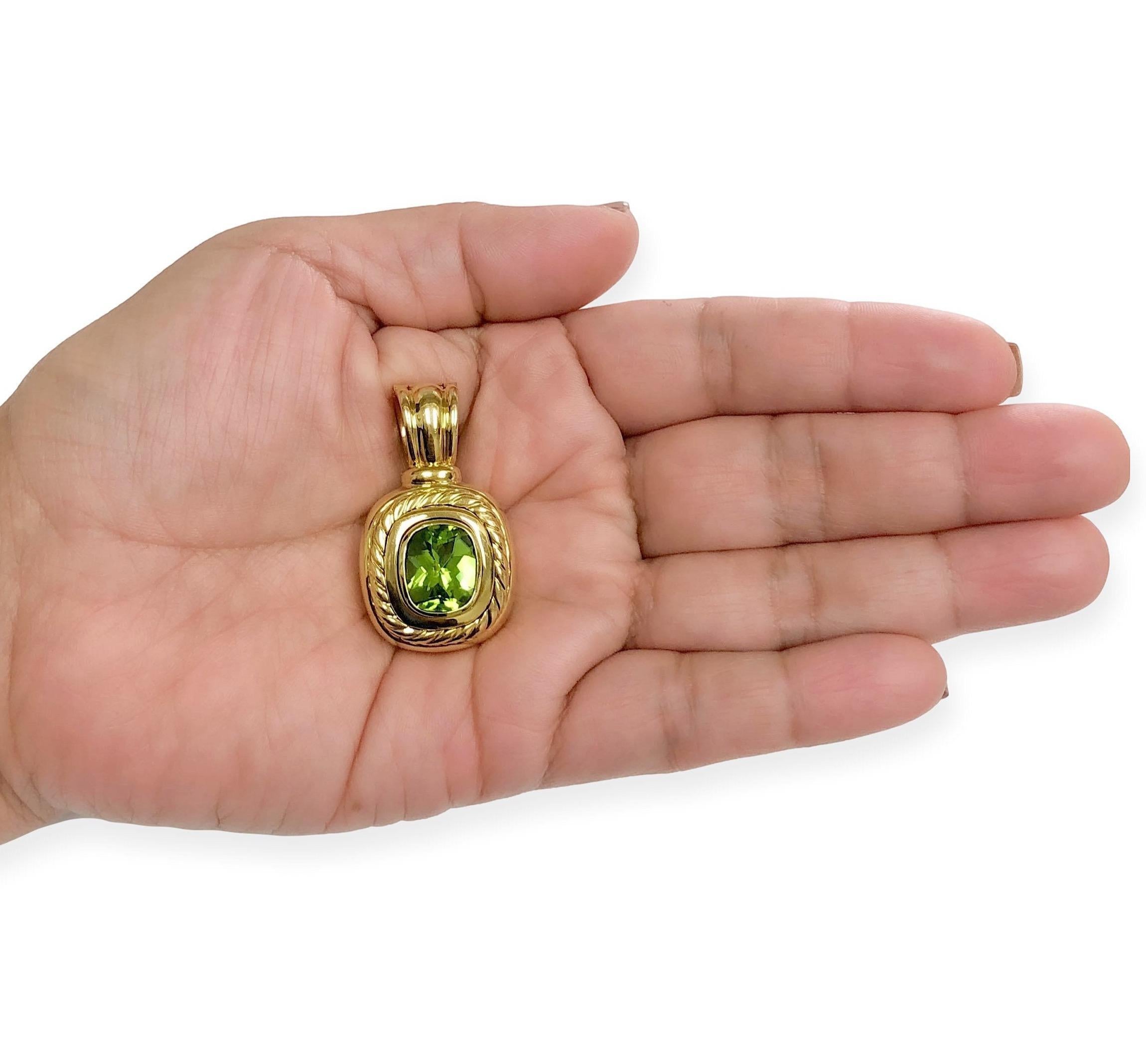 Vintage David Yurman 18K Yellow Gold Peridot Albion Enhancer Pendant For Sale at 1stDibs