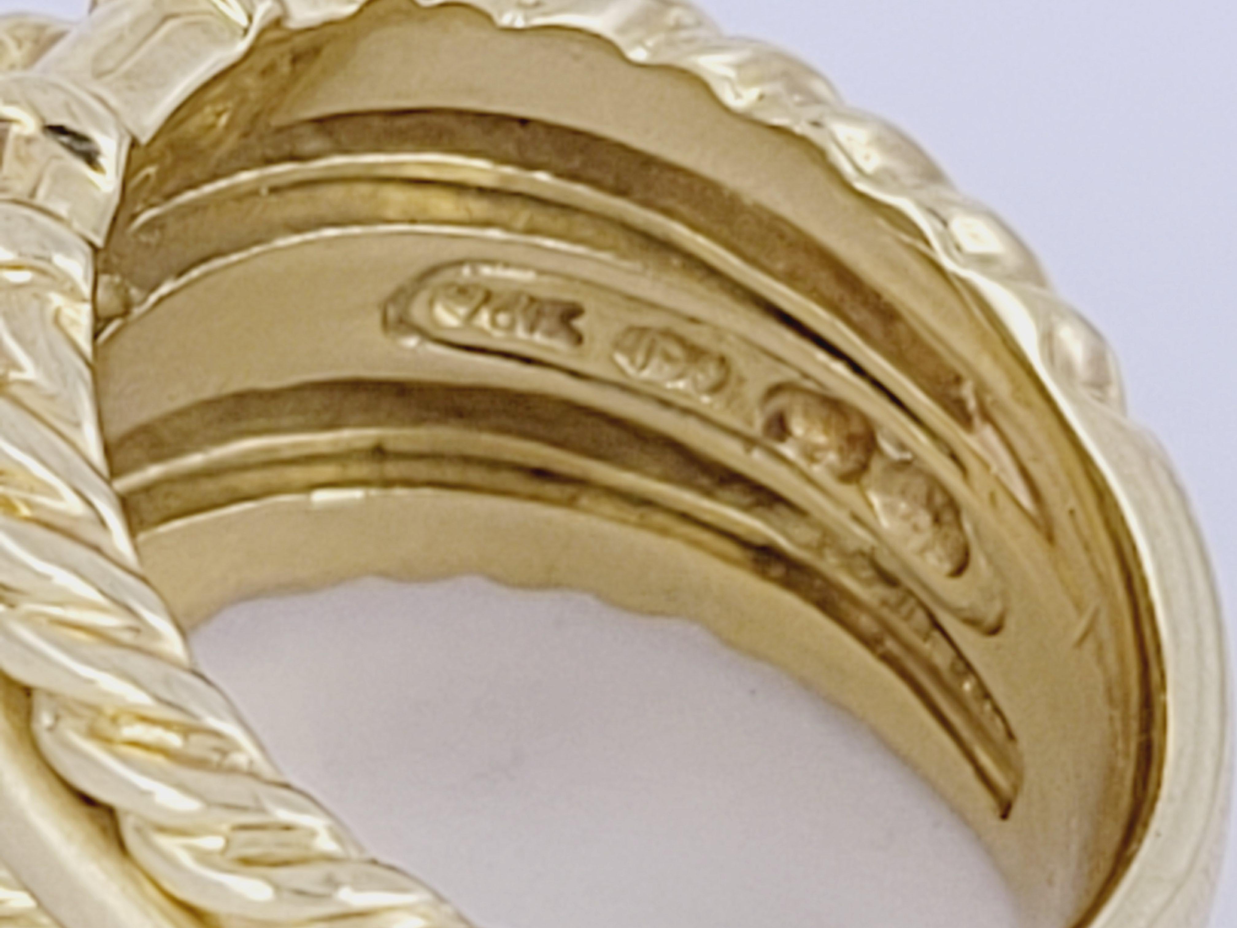 Vintage David Yurman 5 Row Cable Pearl Ring 18K Yellow Gold Multi Row For Sale 2