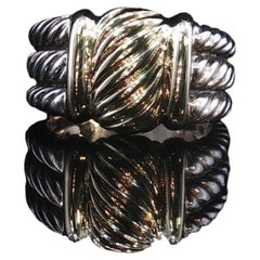 Vintage David Yurman 585 Gold 925 Sterling Silver Cable Dome Ring 2-Tone Sz 5.5