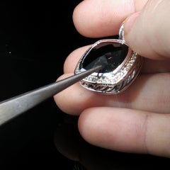 Vintage David Yurman Albion Black Onyx Diamond Enhancer Pendant 925 Silver