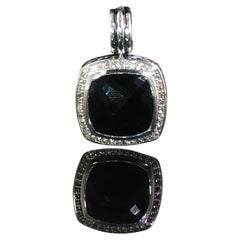 Vintage David Yurman Albion Black Onyx Diamond Enhancer Pendant 925 Silver