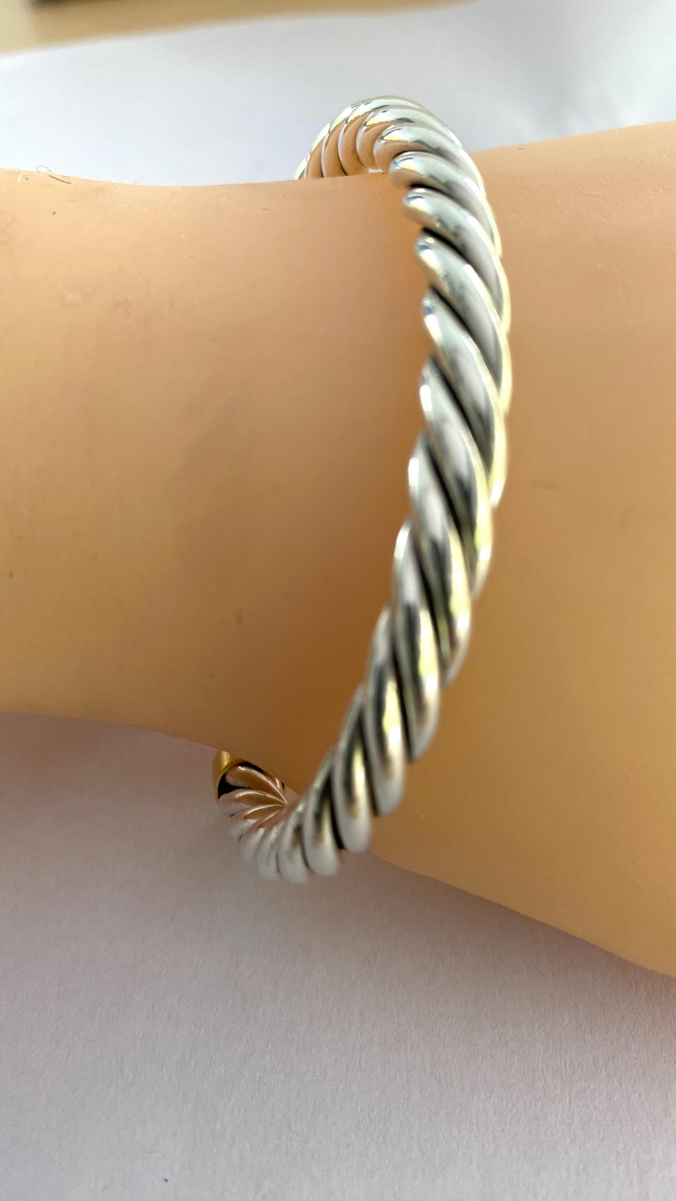 Vintage David Yurman Braided Braided Bracelet in 18K Gold and Sterling Silver For Sale 2