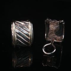 Vintage David Yurman Cable Omega Earrings 14K Gold Sterling Silver 13g