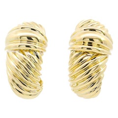 Pendientes de clip vintage de David Yurman con el motivo «Cable Rope» en oro amarillo de 14K