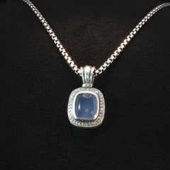 Vintage David Yurman Chalcedony Diamond Albion Pendant Enhancer Sterling Silver