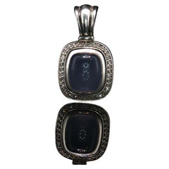 Vintage David Yurman Chalcedony Diamond Albion Pendant Enhancer Sterling Silver