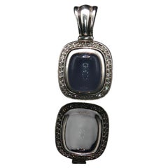 Vintage David Yurman Chalcedony Diamond Albion Pendant Enhancer Sterling Silver