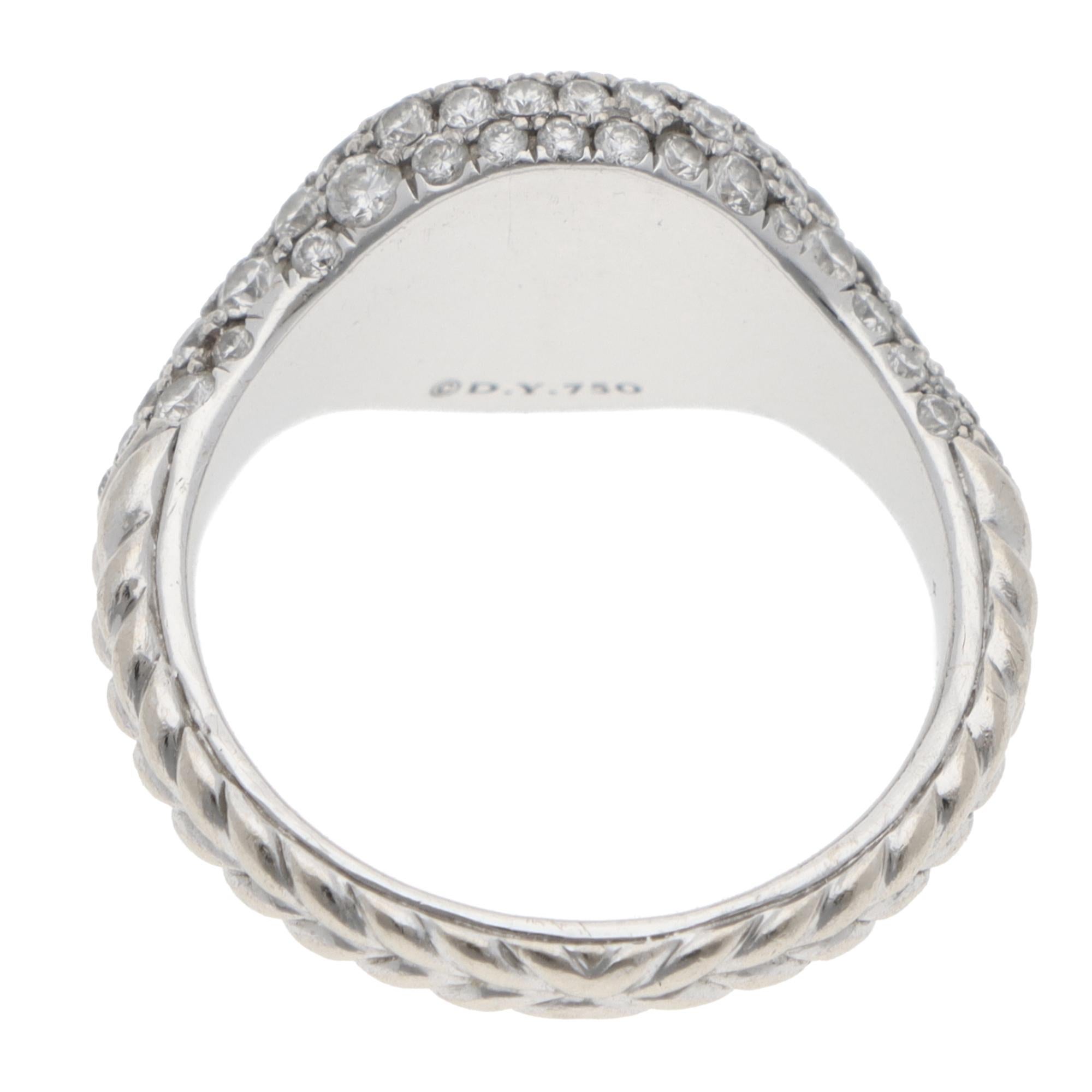 Anillo vintage David Yurman Chevron Pavé Diamante Meñique Corte brillante en venta