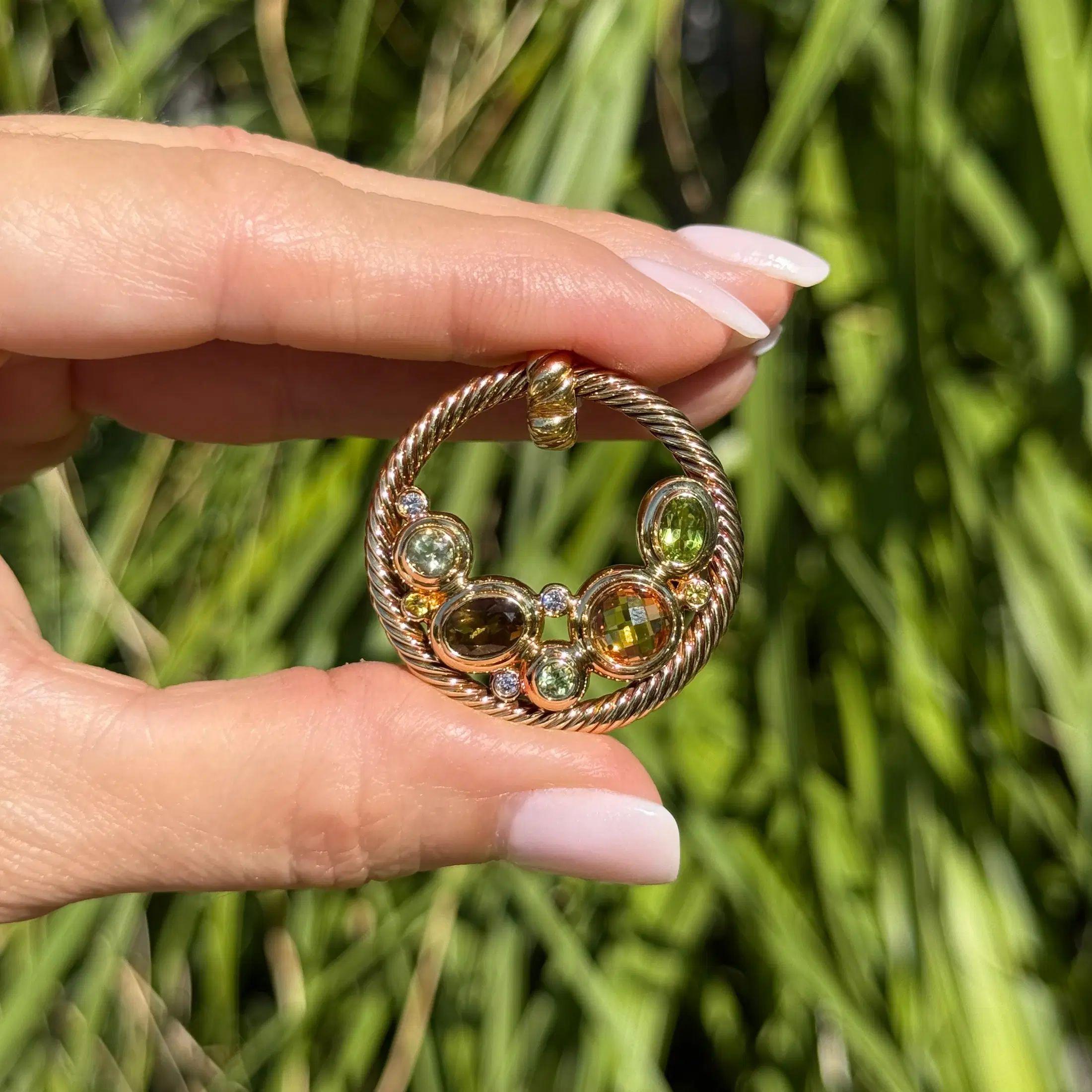 Moderniste Vintage David Yurman Designer Multi Gemstone and Diamond Enhancer Pendant en vente