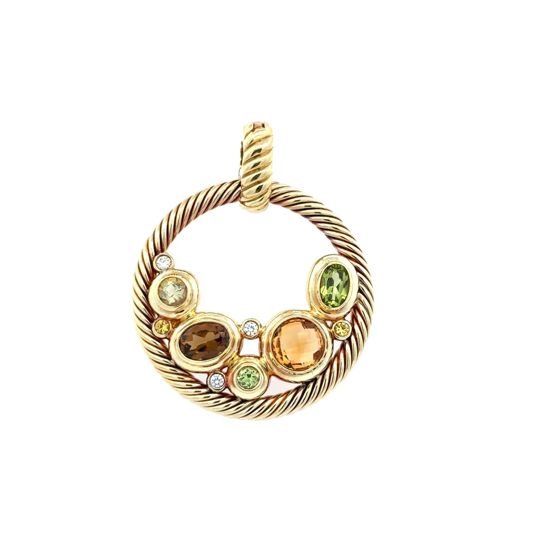 Taille mixte Vintage David Yurman Designer Multi Gemstone and Diamond Enhancer Pendant en vente